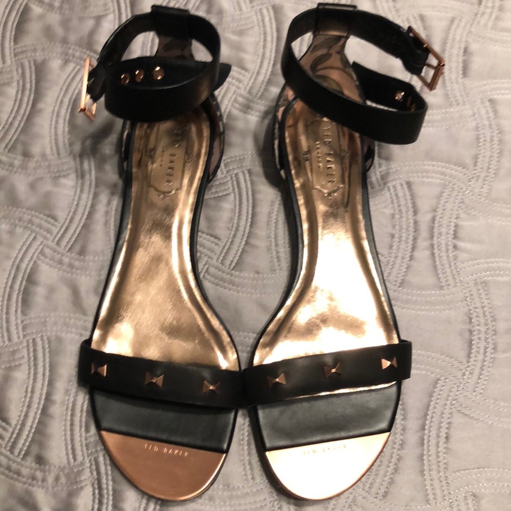 Ted Baker black and rose gold sandal